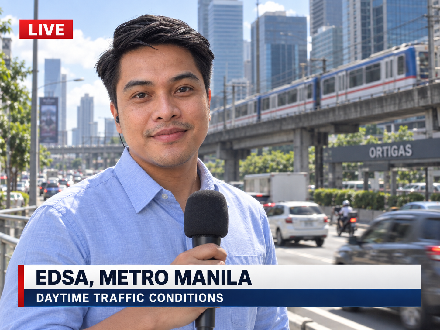 Result created with EDSA Live: turn a portrait into an on-location news report