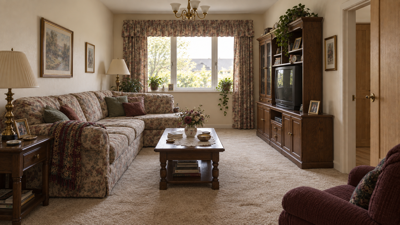 Dated 1990s living room before renovation